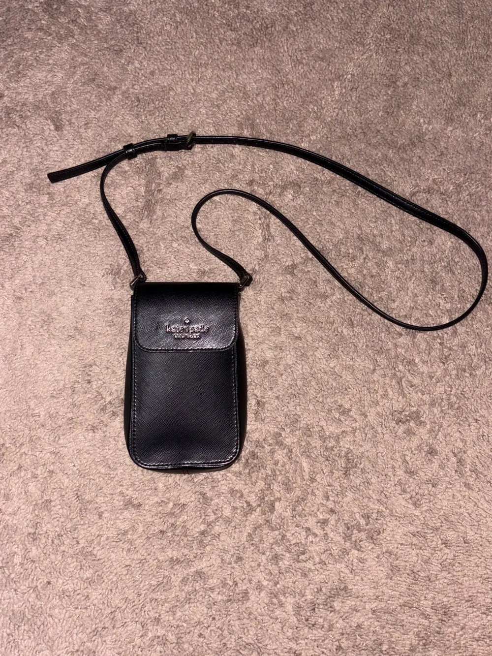 kate spade Black Saffiano Leather Crossbody Phone Pouch